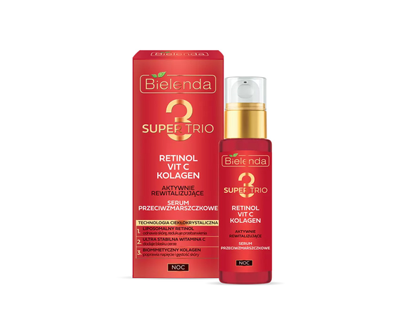 SUPER TRIO RETINOL + VIT C + KOLAGEN Активно восстанавливающая сыворотка против морщин купить в Минске 