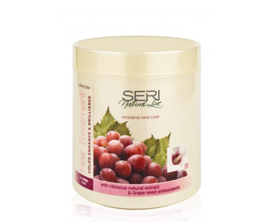 Маска для окрашенных волос с экстрактами гибискуса и винограда Восстановление цвета и блеск Farcom Professional Seri Natural Line купить в Минске